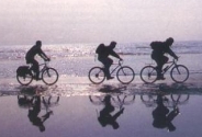 Ciclisti in riva al mare Ciclisti in riva al mare